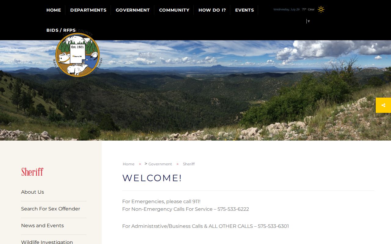 Catron County Sheriff contacts for released inmate records